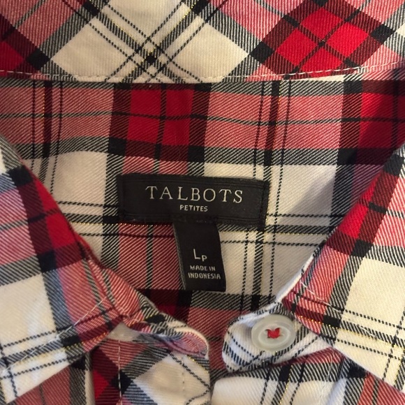 Talbots Red and Cream Checkered Blouse - Picture 2 of 8